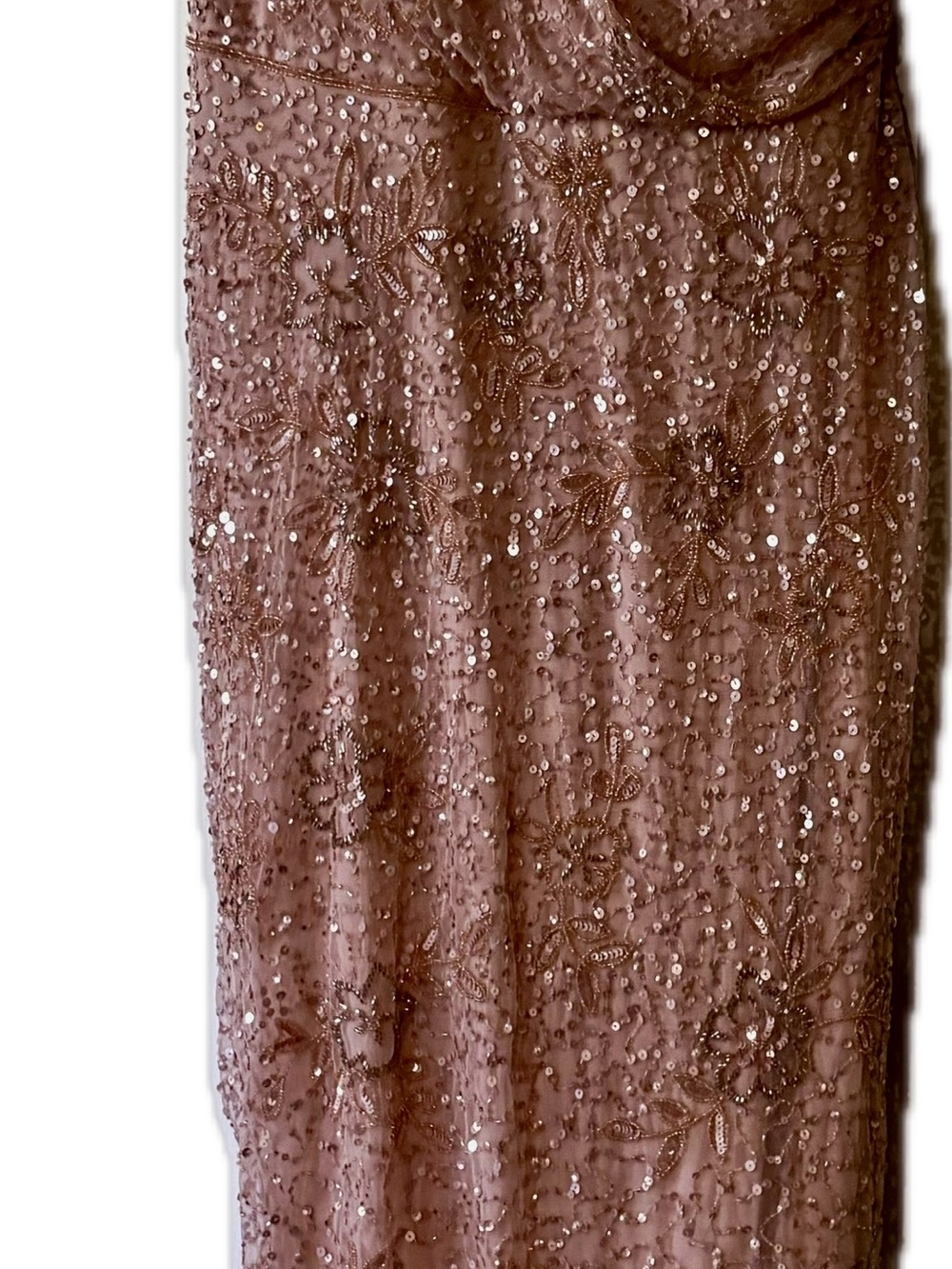 Adrianna Papell Blush Pink Beaded V-Neck Maxi Gown - Picture 4 of 4